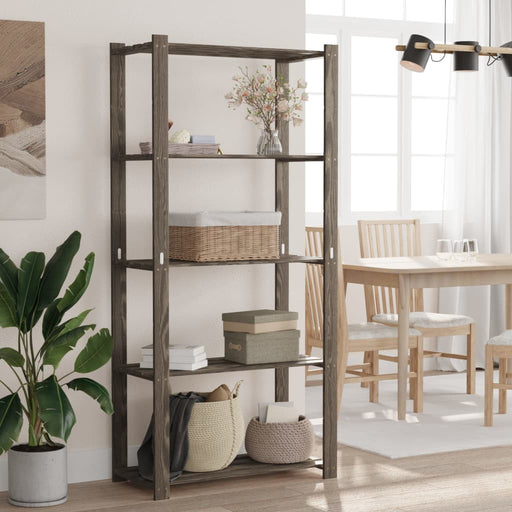 Suport depozitare 5 niveluri gri, 80x38x170 cm, lemn masiv pin - WALTI WALTI