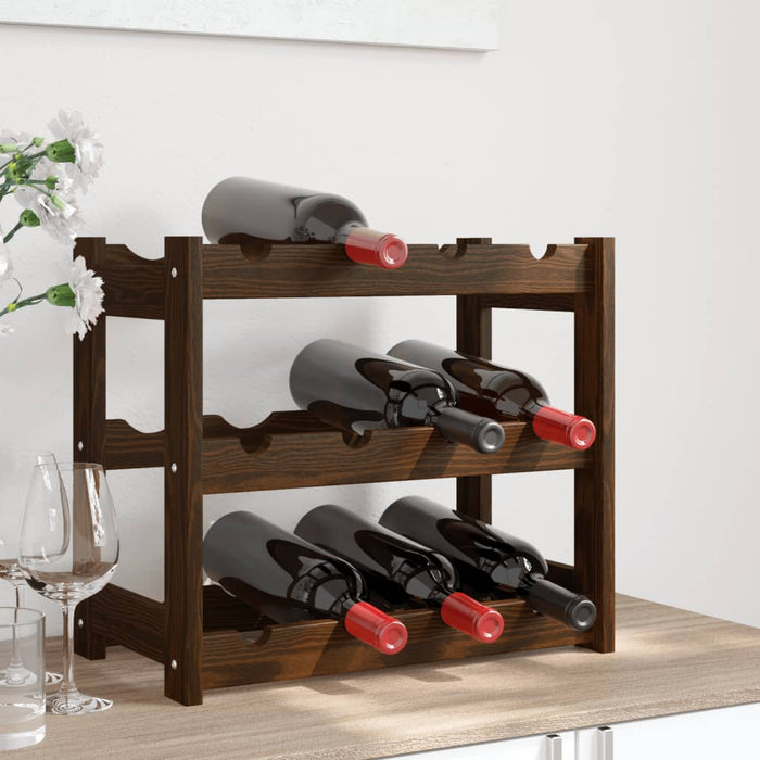 Suport sticle de vin, 12 sticle, maro, lemn masiv de pin - WALTI WALTI
