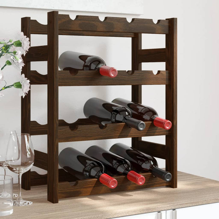 Suport sticle de vin, 16 sticle, maro, lemn masiv de pin - WALTI WALTI