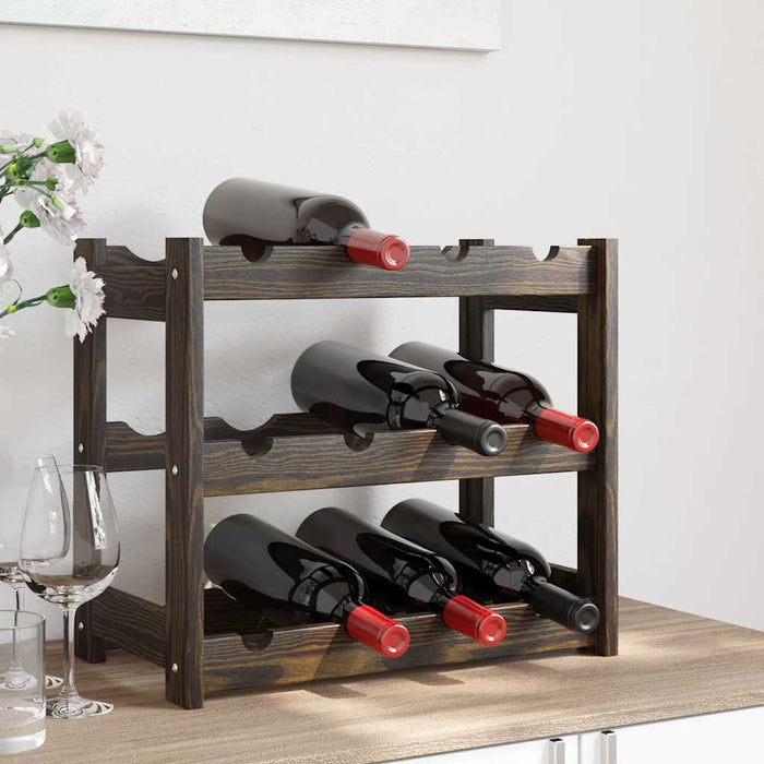 Suport sticle de vin, 12 sticle, negru, lemn masiv de pin - WALTI WALTI
