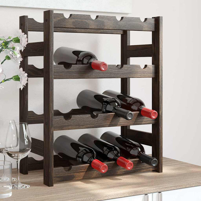 Suport sticle de vin, 16 sticle, negru, lemn masiv de pin - WALTI WALTI