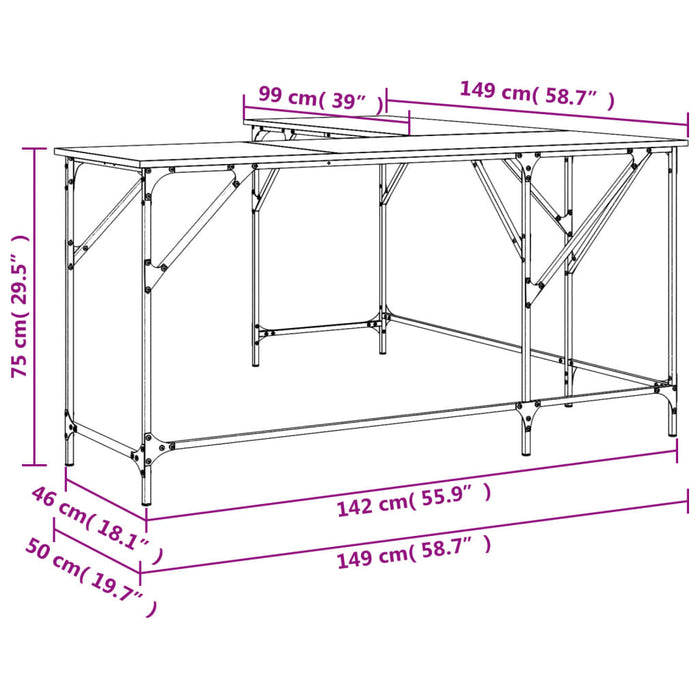 Birou, stejar sonoma, 149x149x75 cm, lemn prelucrat - WALTI WALTI