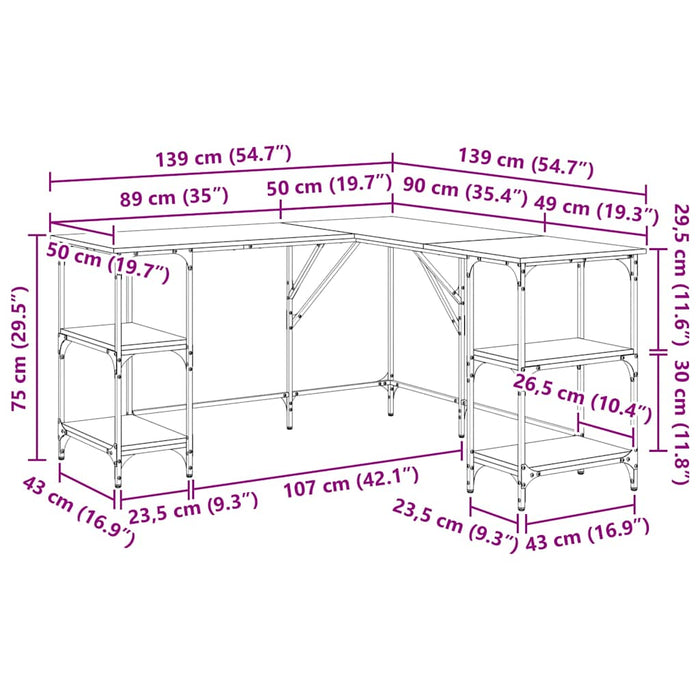Birou, stejar sonoma, 139x139x75 cm, lemn prelucrat WALTI