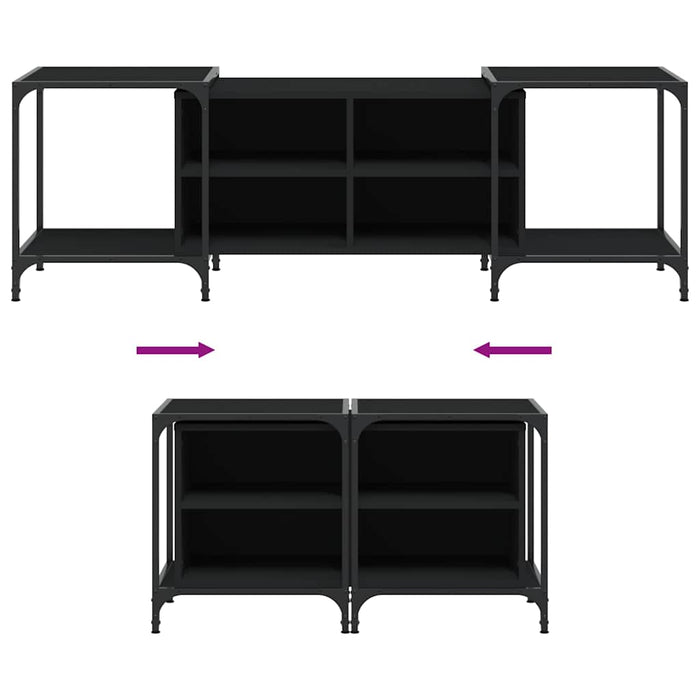 Comodă TV, negru, 153x37x50 cm, lemn compozit - WALTI WALTI