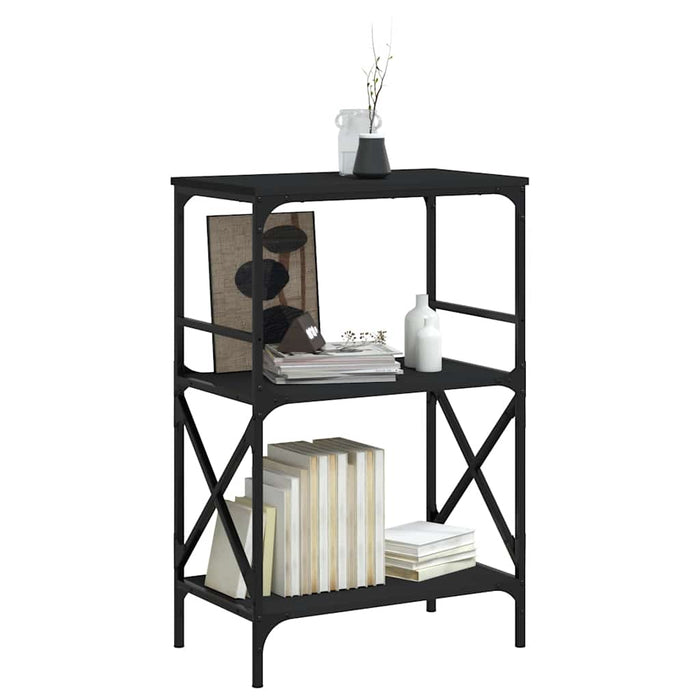 Bibliotecă cu 3 niveluri, negru, 59x35x90,5 cm lemn compozit WALTI