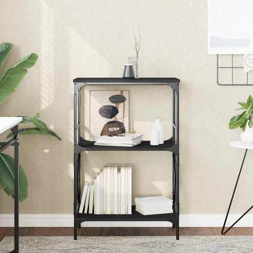 Bibliotecă cu 3 niveluri, negru, 59x35x90,5 cm lemn compozit - WALTI WALTI