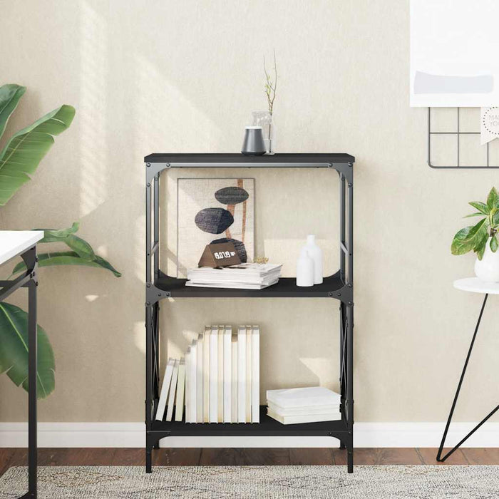Bibliotecă cu 3 niveluri, negru, 59x35x90,5 cm lemn compozit WALTI