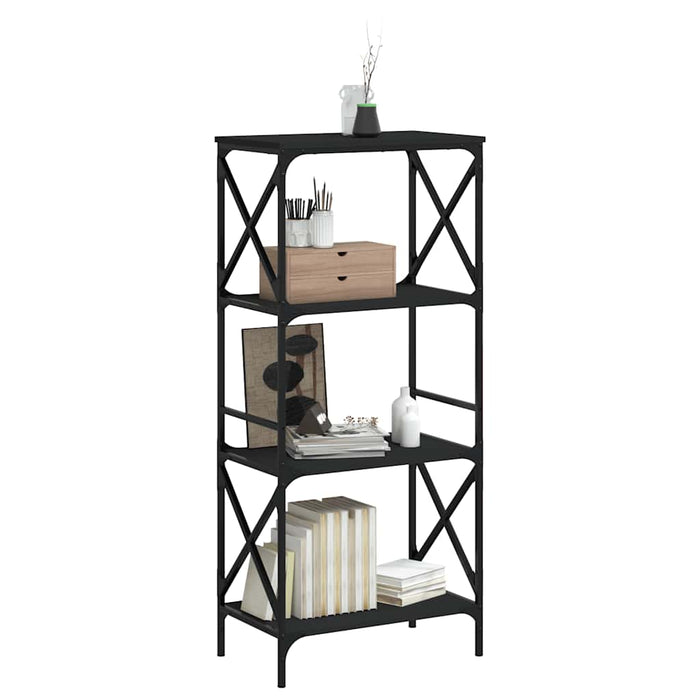 Bibliotecă cu 4 niveluri, negru, 59x35x132 cm, lemn prelucrat - WALTI WALTI