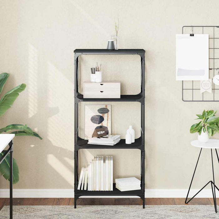 Bibliotecă cu 4 niveluri, negru, 59x35x132 cm, lemn prelucrat - WALTI WALTI