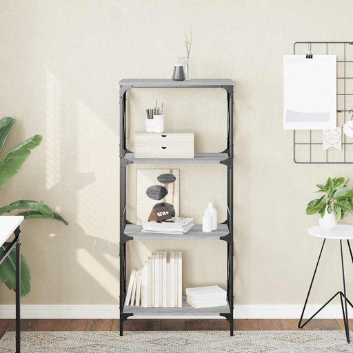 Bibliotecă cu 4 niveluri gri sonoma 59x35x132 cm lemn prelucrat - WALTI WALTI