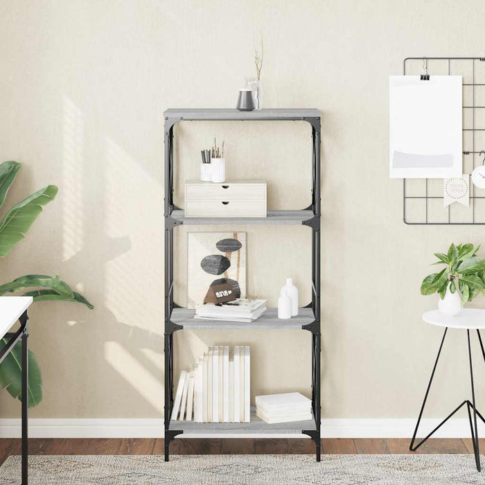 Bibliotecă cu 4 niveluri gri sonoma 59x35x132 cm lemn prelucrat - WALTI WALTI