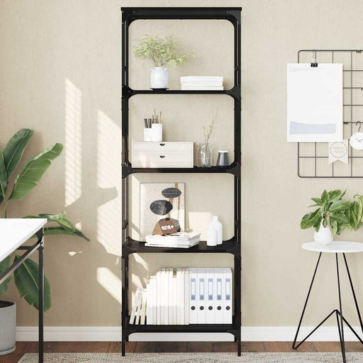 Bibliotecă cu 5 niveluri, negru, 59x35x171 cm, lemn prelucrat - WALTI WALTI