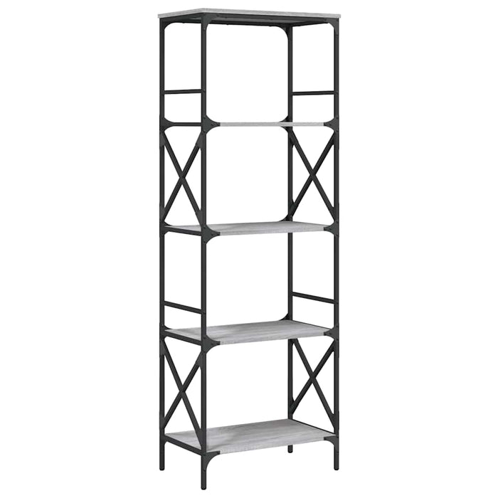 Bibliotecă cu 5 niveluri gri sonoma 59x35x171 cm lemn prelucrat - WALTI WALTI