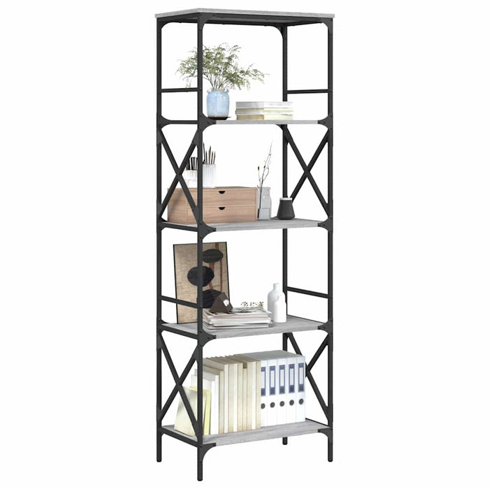 Bibliotecă cu 5 niveluri gri sonoma 59x35x171 cm lemn prelucrat - WALTI WALTI