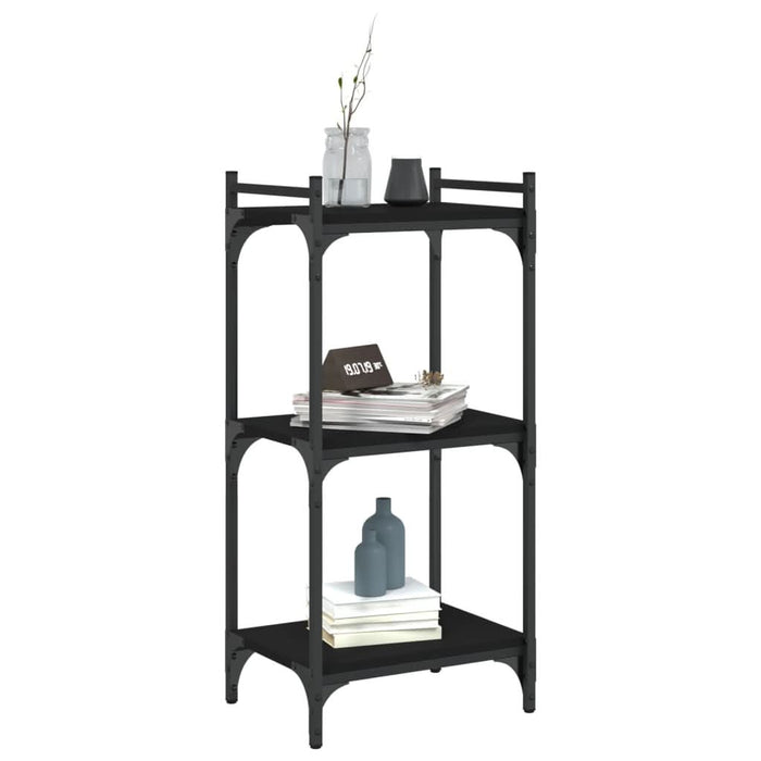 Bibliotecă cu 3 niveluri, negru, 40x30x86 cm, lemn prelucrat - WALTI WALTI