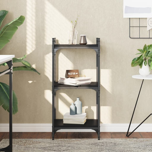 Bibliotecă cu 3 niveluri, negru, 40x30x86 cm, lemn prelucrat - WALTI WALTI