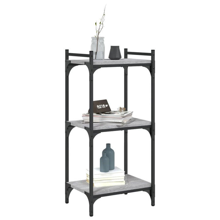 Bibliotecă cu 3 niveluri gri sonoma 40x30x86 cm, lemn prelucrat - WALTI WALTI