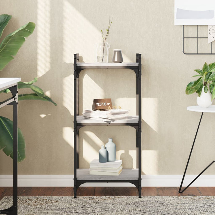 Bibliotecă cu 3 niveluri gri sonoma 40x30x86 cm, lemn prelucrat - WALTI WALTI