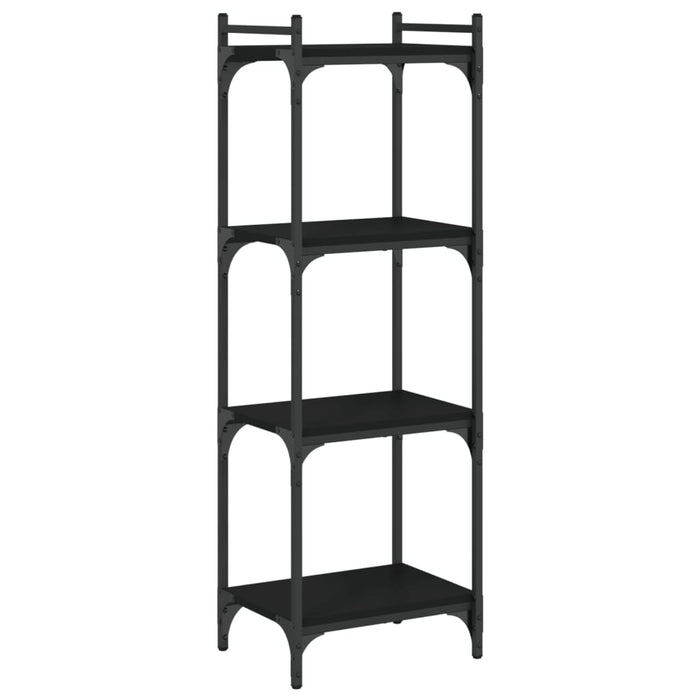 Bibliotecă cu 4 niveluri, negru, 40x30x120 cm, lemn prelucrat - WALTI WALTI