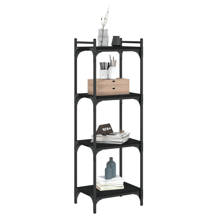 Bibliotecă cu 4 niveluri, negru, 40x30x120 cm, lemn prelucrat - WALTI WALTI