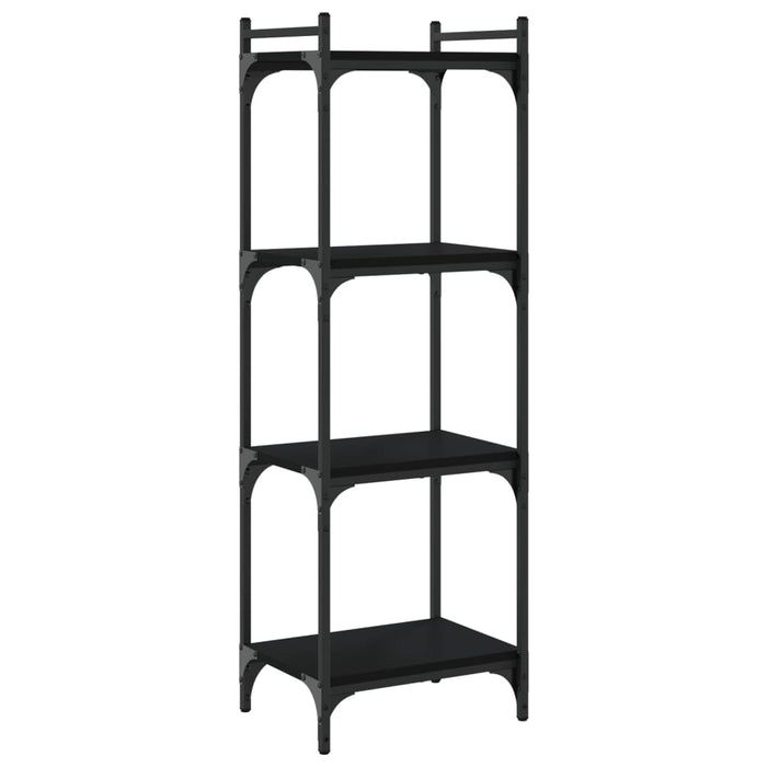 Bibliotecă cu 4 niveluri, negru, 40x30x120 cm, lemn prelucrat - WALTI WALTI