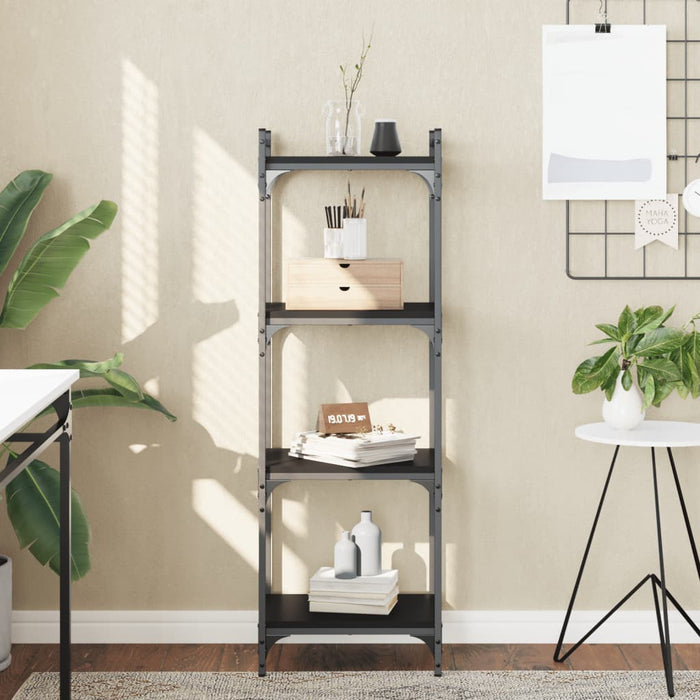 Bibliotecă cu 4 niveluri, negru, 40x30x120 cm, lemn prelucrat - WALTI WALTI