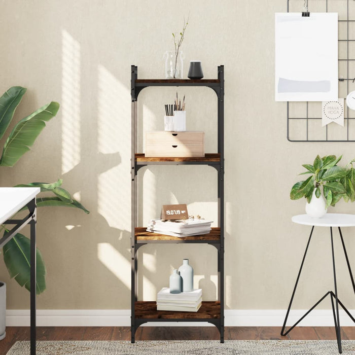 Bibliotecă 4 niveluri stejar afumat 40x30x120 cm lemn prelucrat - WALTI WALTI