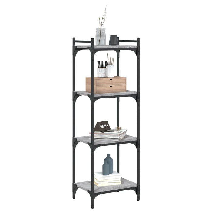 Bibliotecă cu 4 niveluri gri sonoma 40x30x120 cm lemn prelucrat - WALTI WALTI