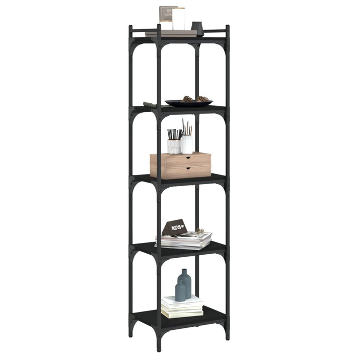 Bibliotecă cu 5 niveluri, negru, 40x30x154 cm, lemn prelucrat - WALTI WALTI