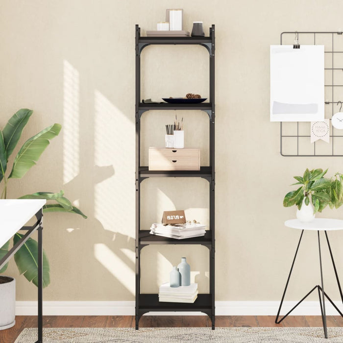 Bibliotecă cu 5 niveluri, negru, 40x30x154 cm, lemn prelucrat - WALTI WALTI