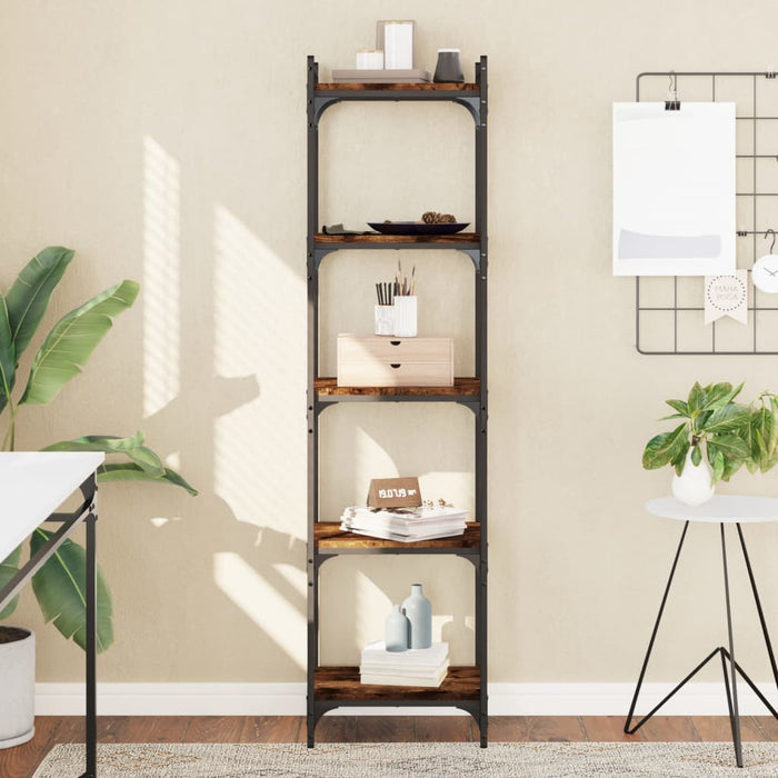 Bibliotecă 5 niveluri stejar afumat 40x30x154 cm lemn prelucrat - WALTI WALTI