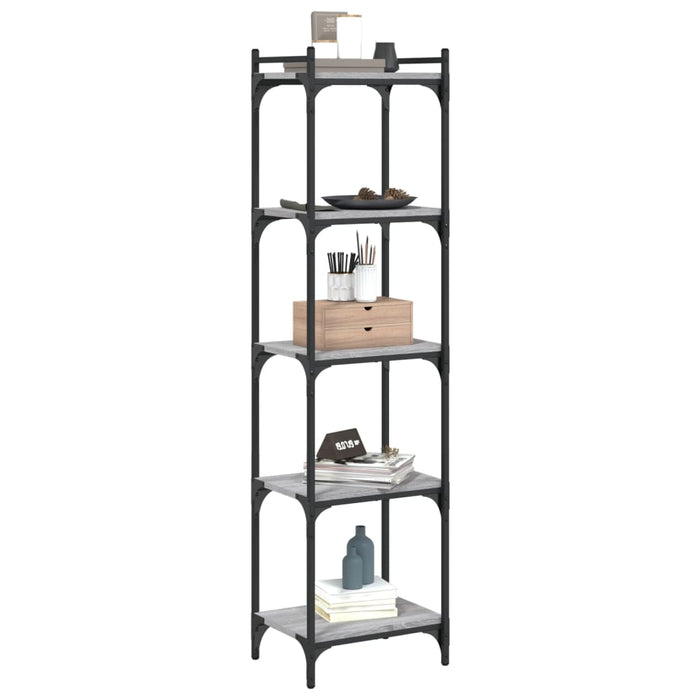 Bibliotecă cu 5 niveluri gri sonoma 40x30x154 cm lemn prelucrat - WALTI WALTI