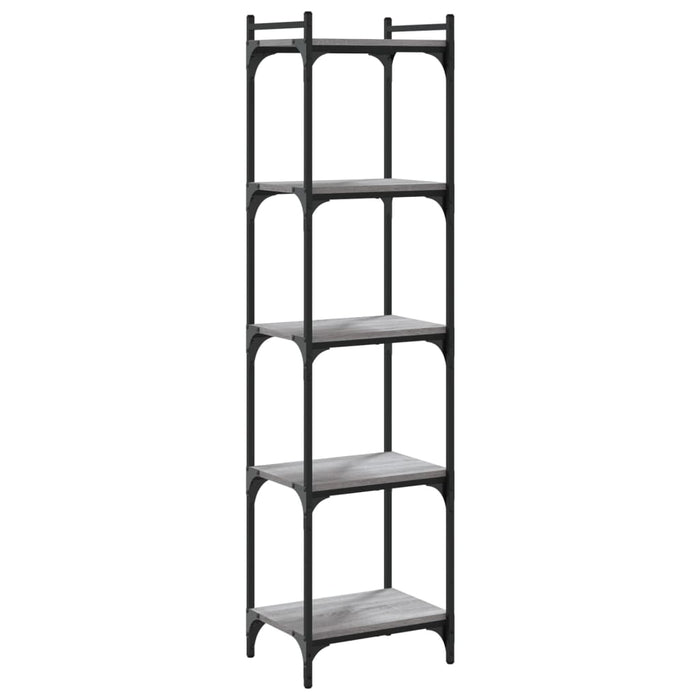 Bibliotecă cu 5 niveluri gri sonoma 40x30x154 cm lemn prelucrat - WALTI WALTI