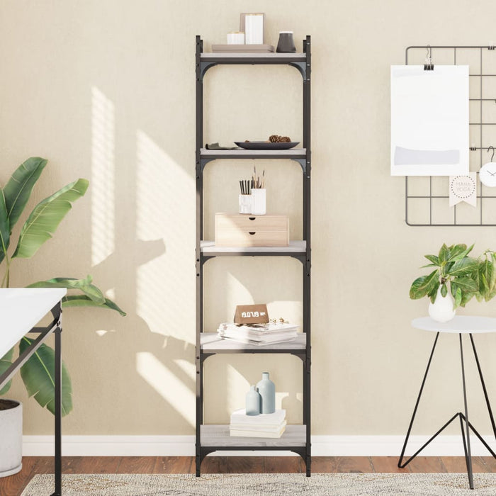 Bibliotecă cu 5 niveluri gri sonoma 40x30x154 cm lemn prelucrat - WALTI WALTI