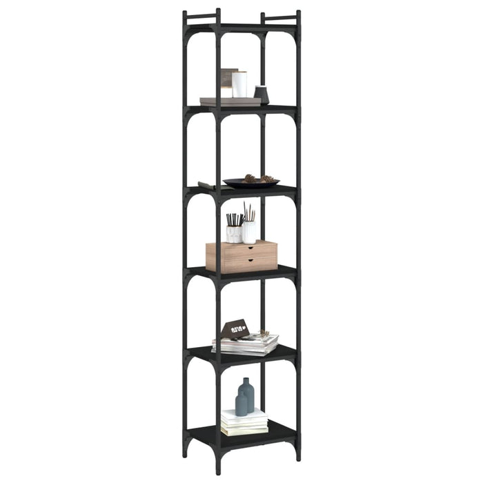 Bibliotecă cu 6 niveluri, negru, 40x30x188 cm, lemn prelucrat - WALTI WALTI