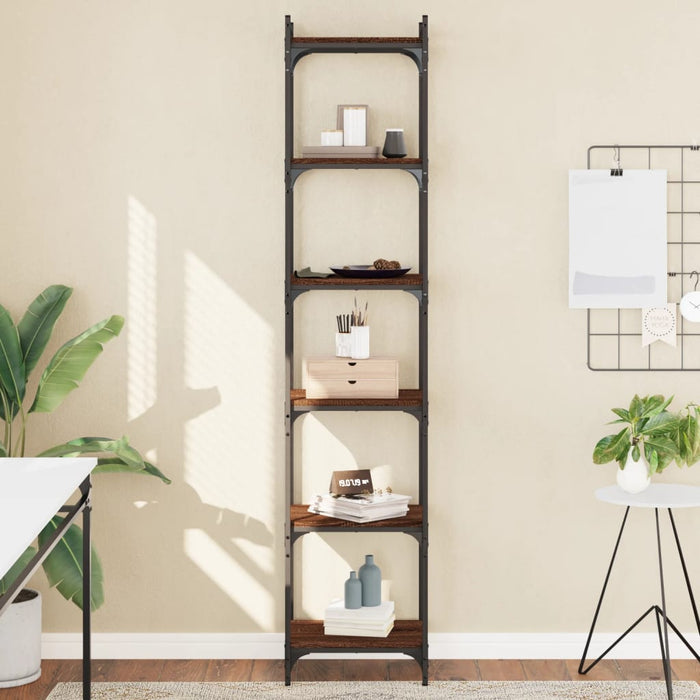 Bibliotecă 6 niveluri, stejar maro 40x30x188 cm, lemn prelucrat WALTI