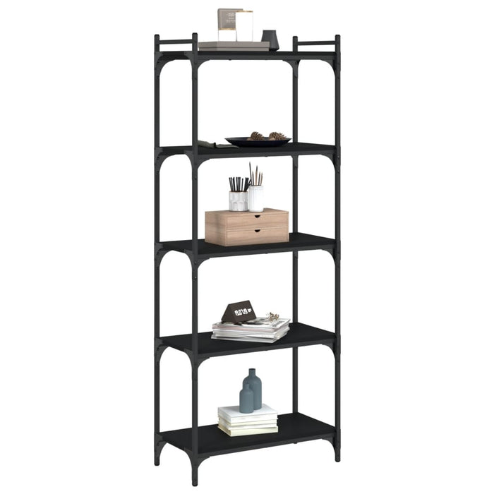 Bibliotecă cu 5 niveluri, negru, 60x30x154 cm, lemn prelucrat - WALTI WALTI