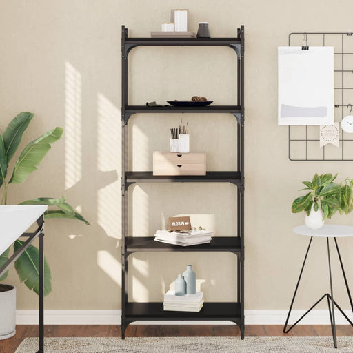 Bibliotecă cu 5 niveluri, negru, 60x30x154 cm, lemn prelucrat - WALTI WALTI