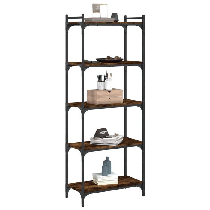 Bibliotecă 5 niveluri stejar afumat 60x30x154 cm lemn prelucrat WALTI