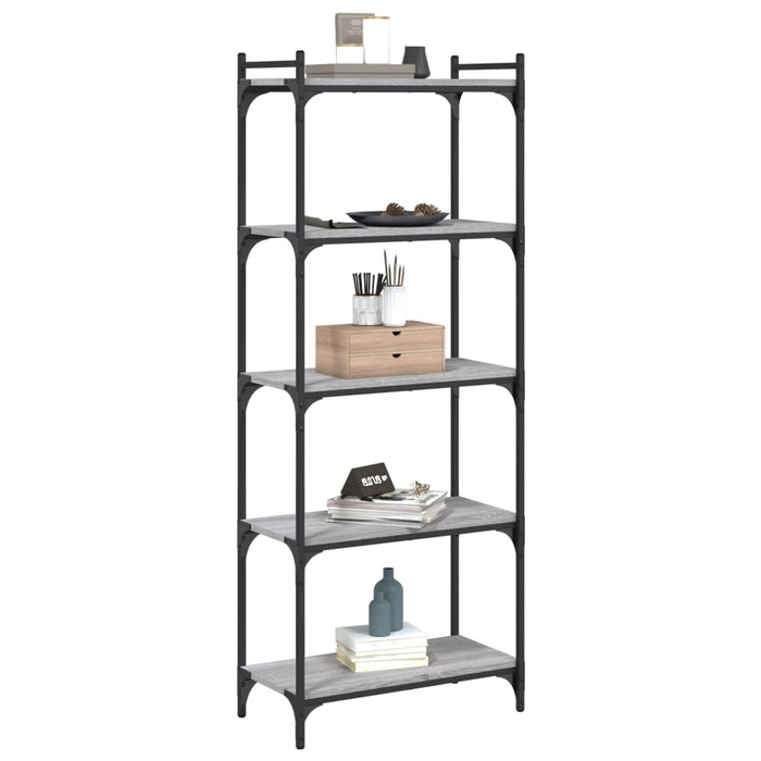 Bibliotecă cu 5 niveluri gri sonoma 60x30x154 cm lemn prelucrat - WALTI WALTI