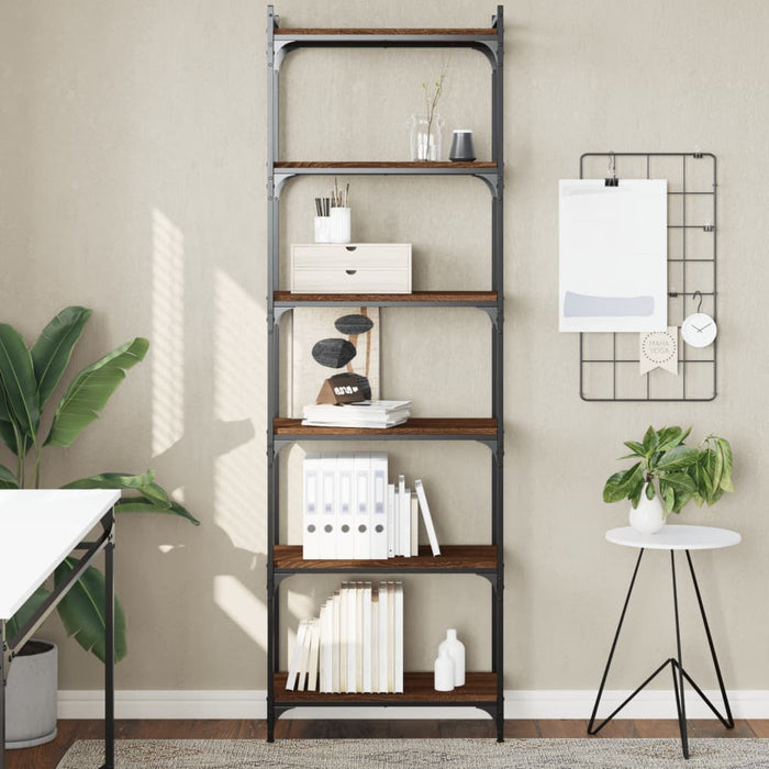Bibliotecă 6 niveluri, stejar maro 60x30x188 cm, lemn prelucrat - WALTI WALTI