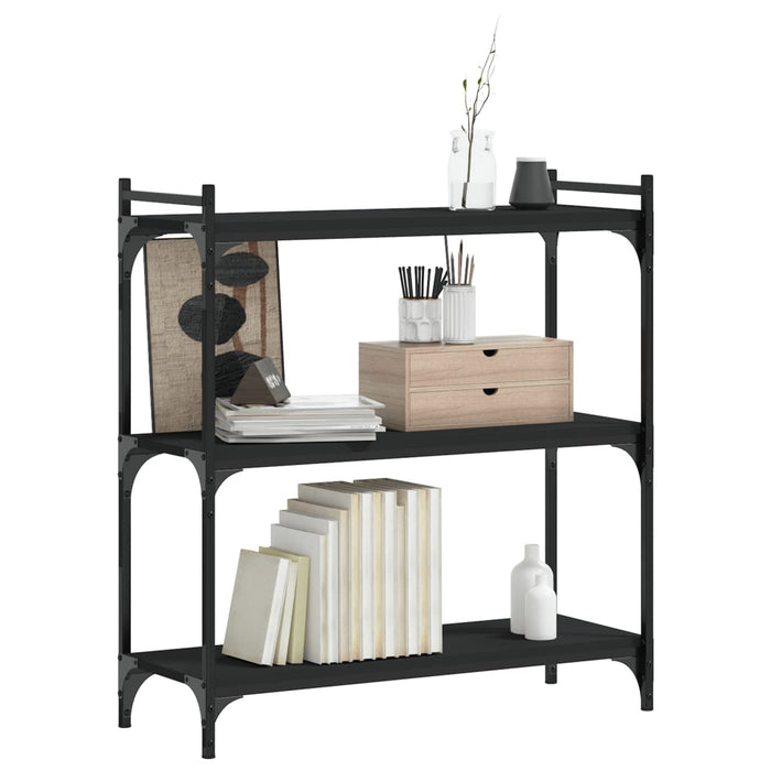 Bibliotecă cu 3 niveluri, negru, 80x30x86 cm, lemn prelucrat WALTI
