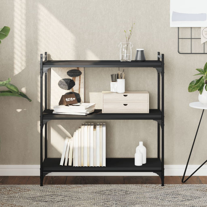 Bibliotecă cu 3 niveluri, negru, 80x30x86 cm, lemn prelucrat WALTI