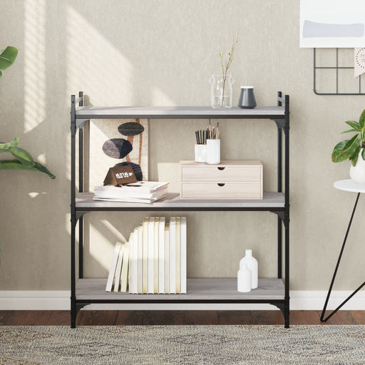Bibliotecă cu 3 niveluri gri sonoma 80x30x86 cm, lemn prelucrat - WALTI WALTI