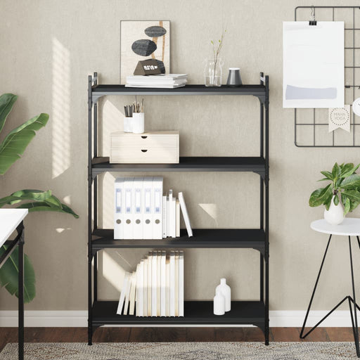 Bibliotecă cu 4 niveluri, negru, 80x30x120 cm, lemn prelucrat - WALTI WALTI