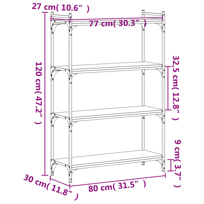 Bibliotecă 4 niveluri stejar sonoma 80x30x120 cm lemn prelucrat WALTI