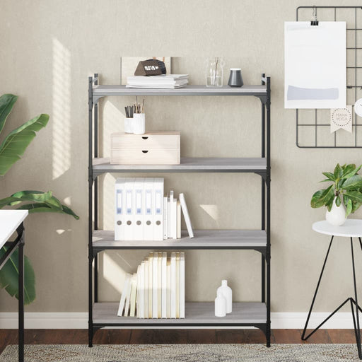 Bibliotecă cu 4 niveluri gri sonoma 80x30x120 cm lemn prelucrat - WALTI WALTI