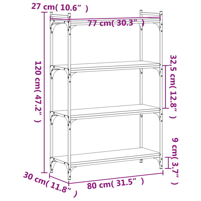 Bibliotecă 4 niveluri, stejar maro 80x30x120 cm, lemn prelucrat - WALTI WALTI