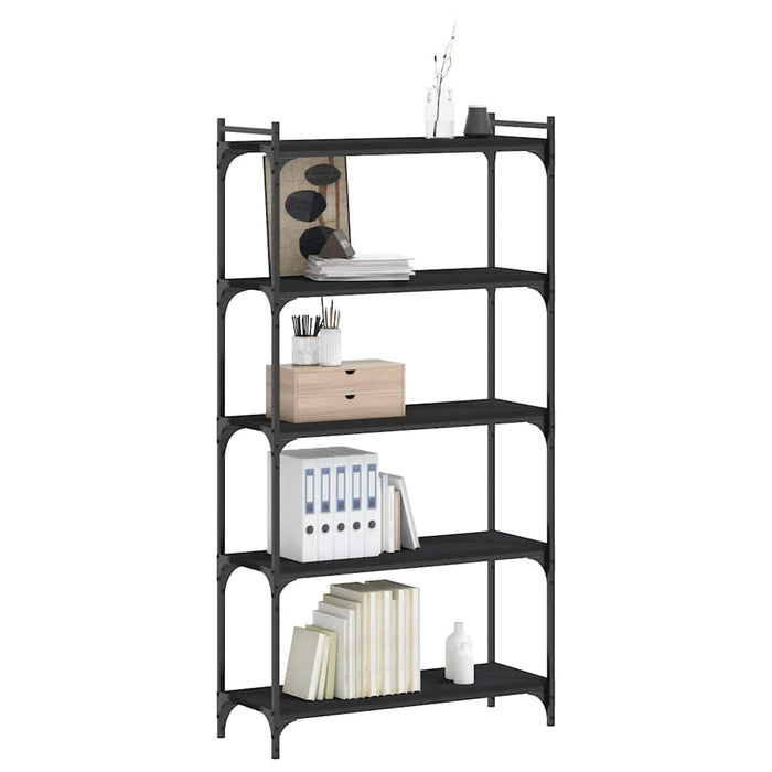 Bibliotecă cu 5 niveluri, negru, 80x30x154 cm, lemn prelucrat - WALTI WALTI