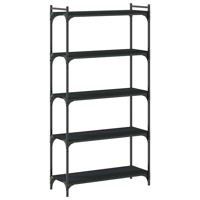 Bibliotecă cu 5 niveluri, negru, 80x30x154 cm, lemn prelucrat - WALTI WALTI